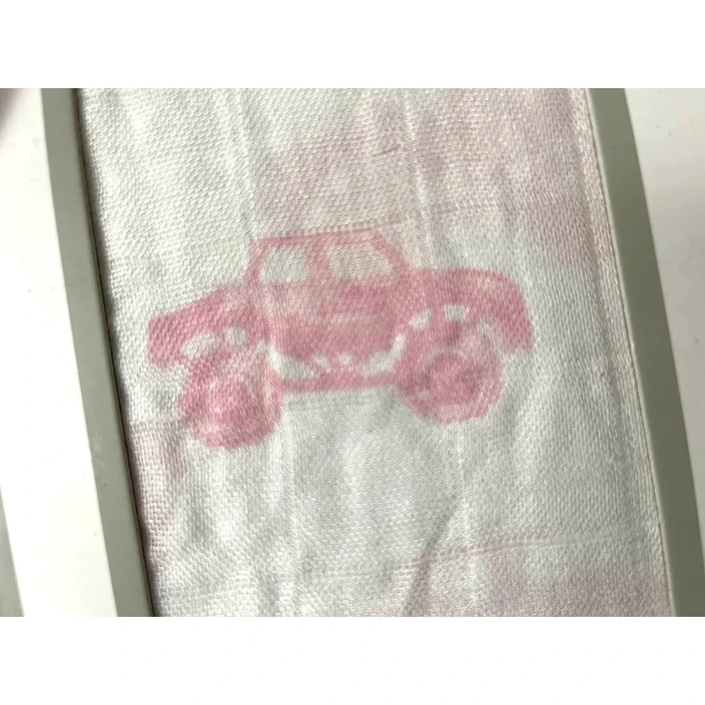 Pink‎ Monster Truck Baby Girl Bamboo Muslin Swaddle Blanket White Newcastle NWT